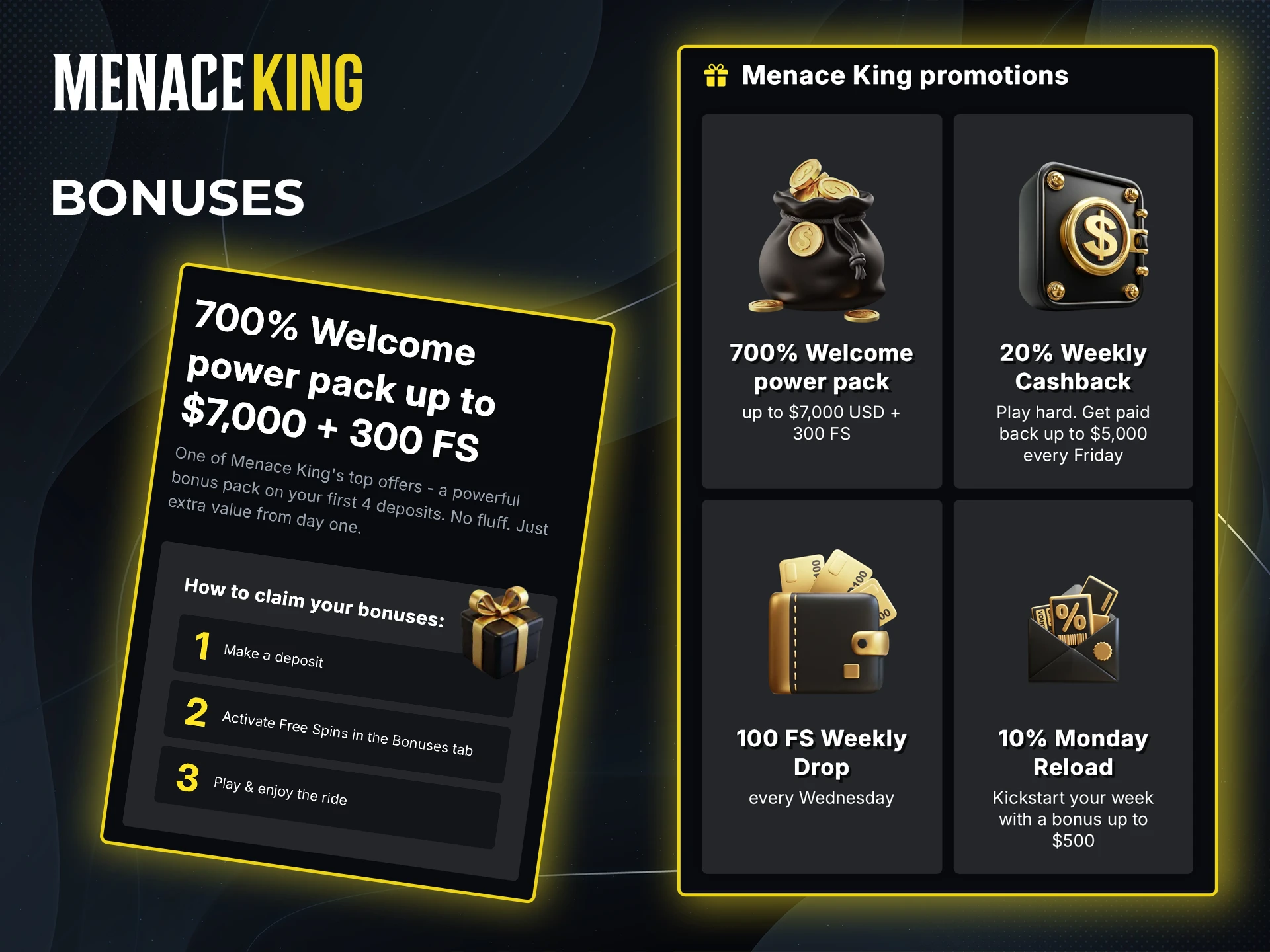 Don't forget the bonuses from Menace King, as it's a great tool to win more.