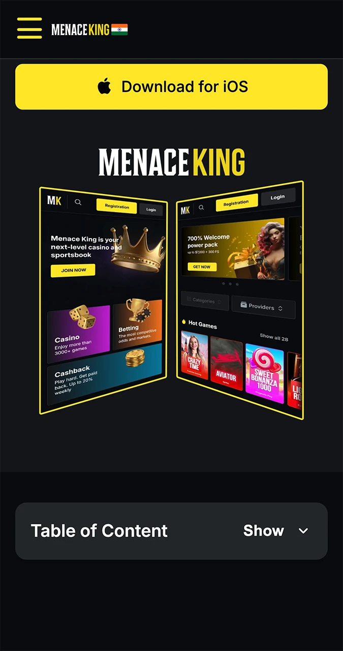 Use the button on our website to go to the official Menace King website.