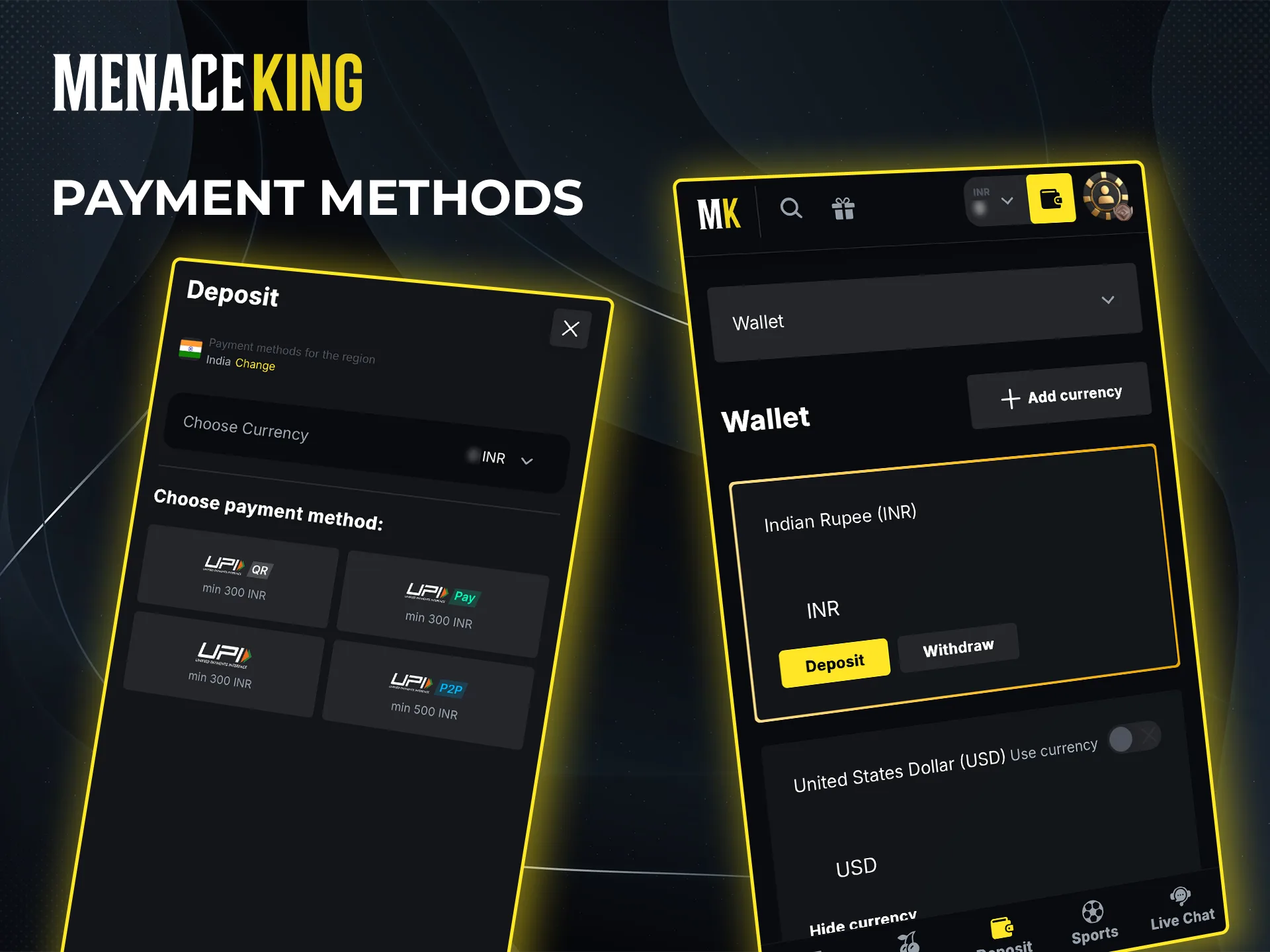 Top up your account using convenient methods on the official Menace King website