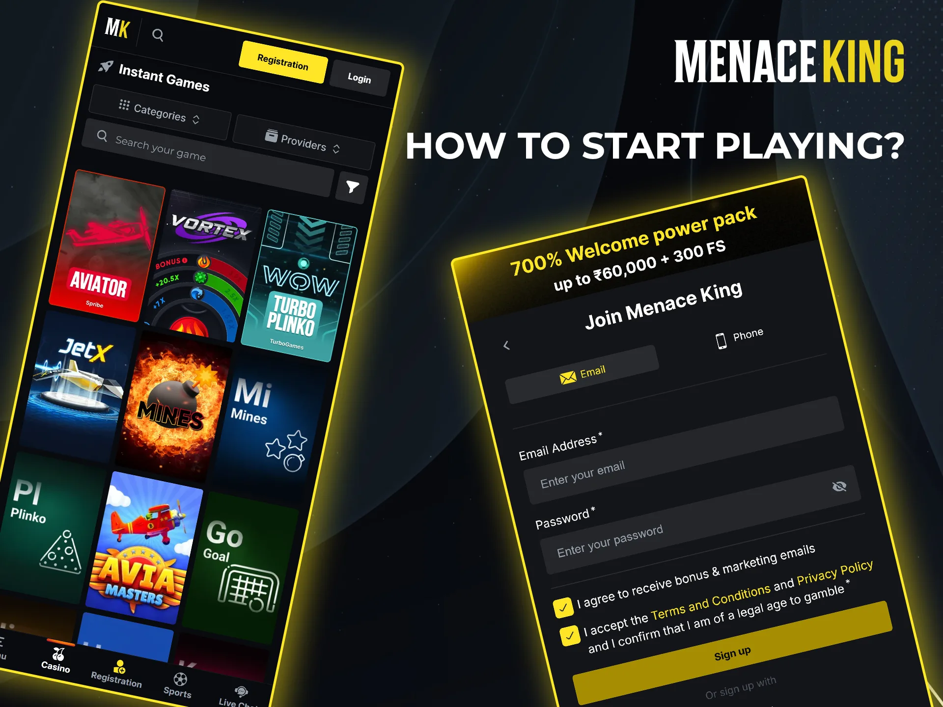 Create an account at Menace King Casino to have access to all games.