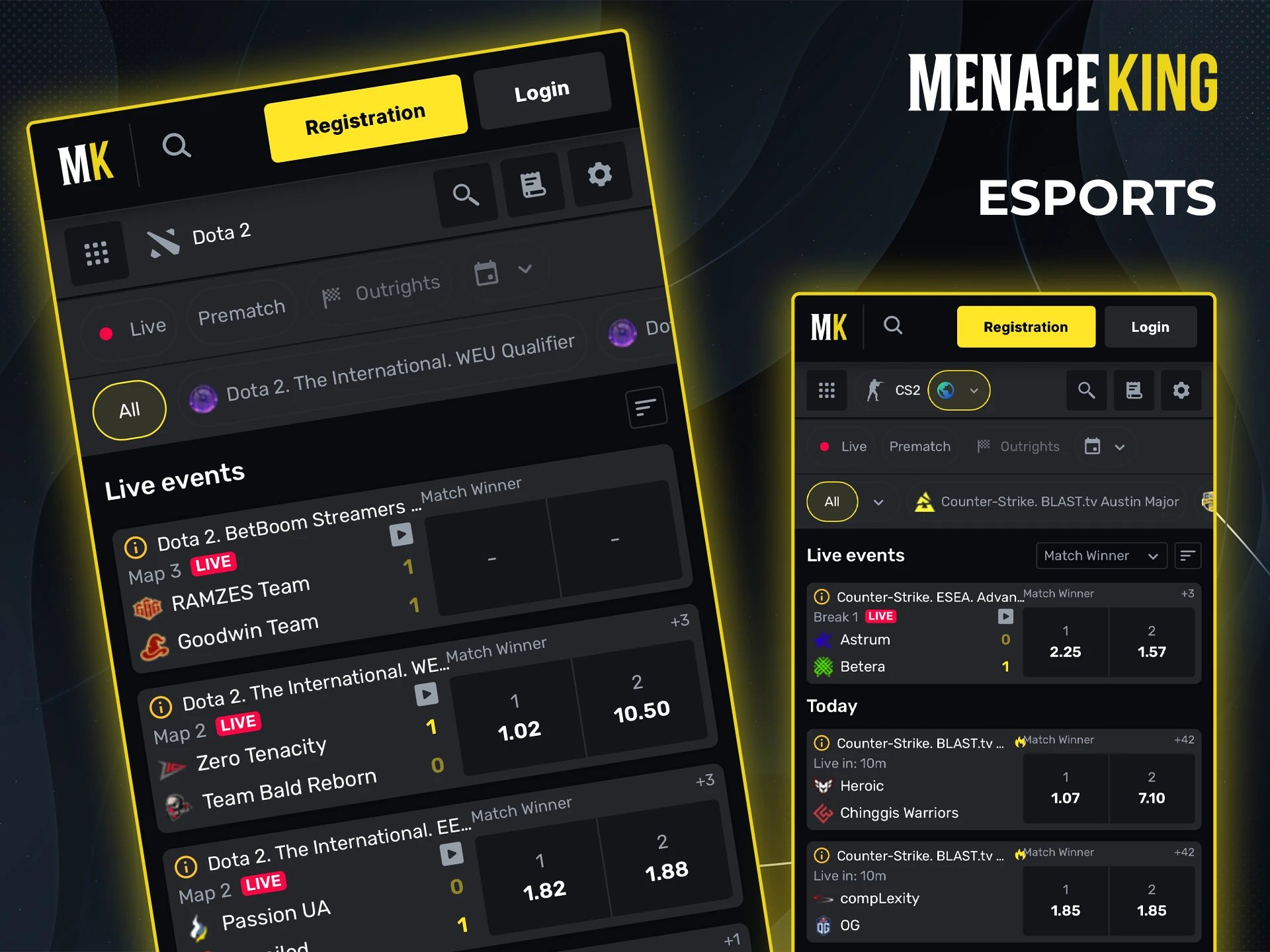 Follow the tactics of cybersport teams and make your predictions at Menace King.
