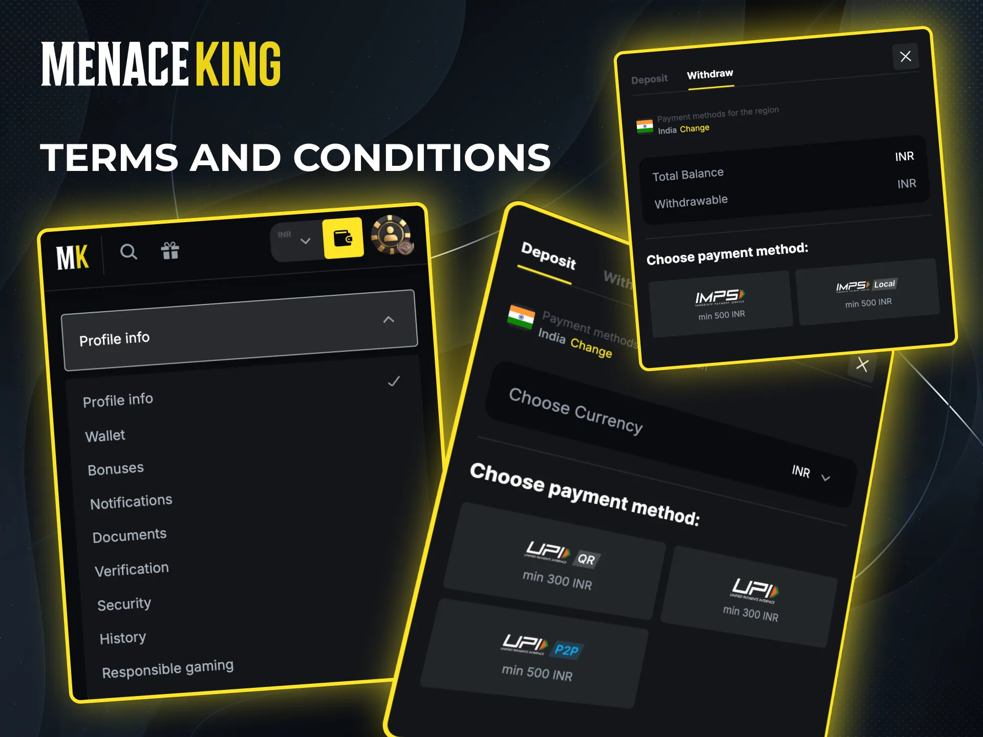 Use personal crypto wallets and meet minimums to withdraw from Menace King.