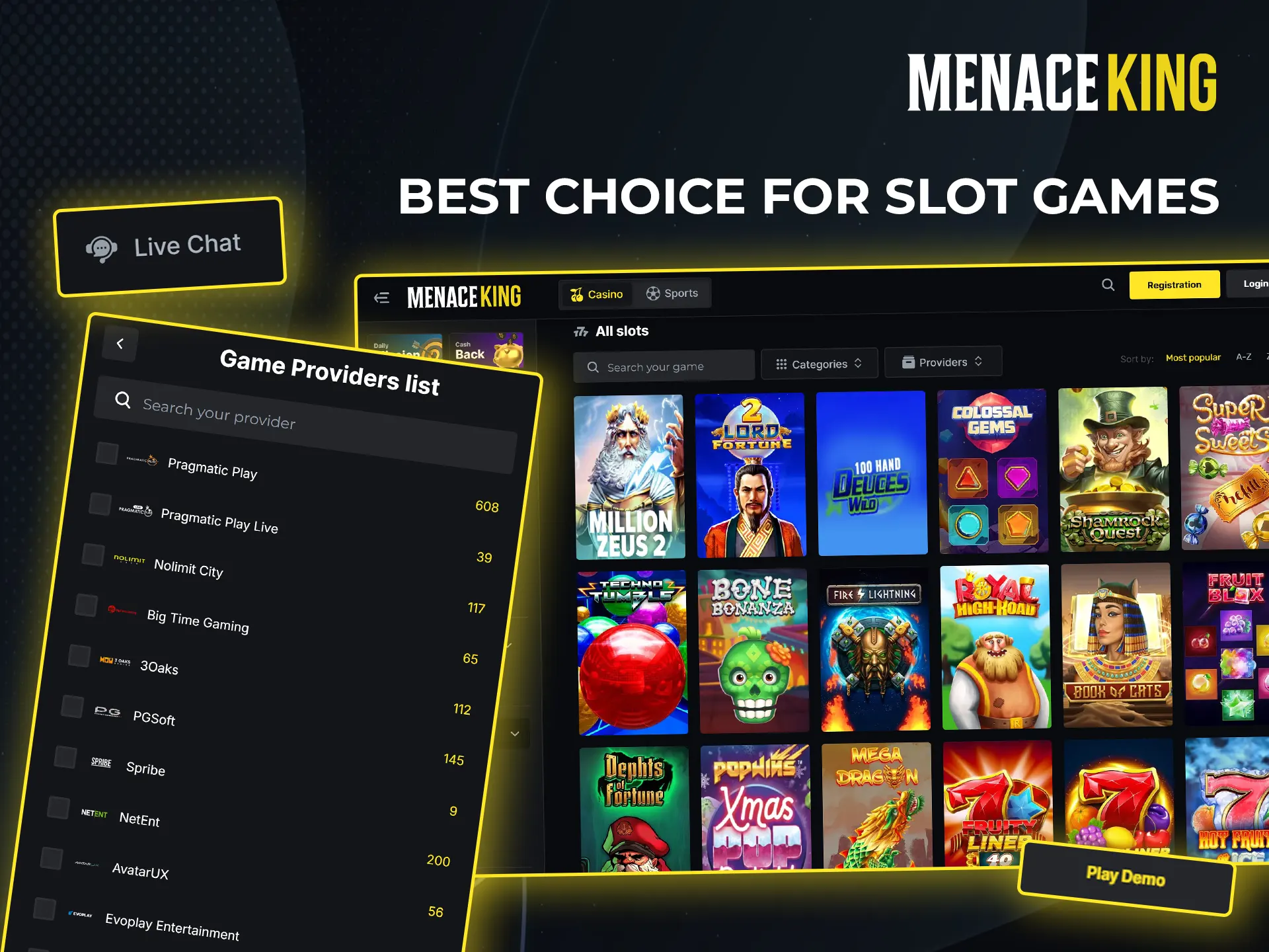 Menace King players enjoy playing the best games and quick withdrawals.
