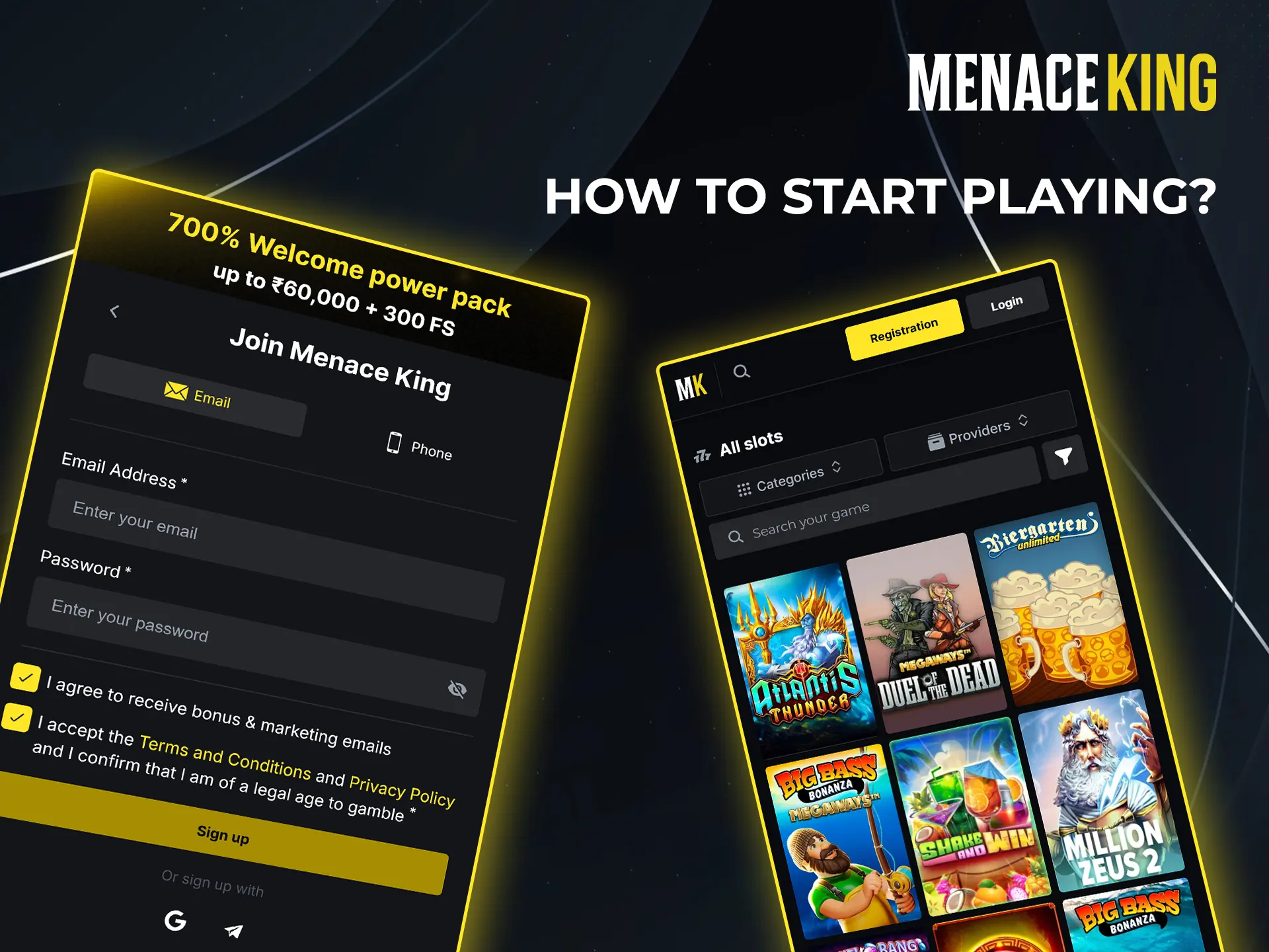 Sign up for Menace King to get access to the best games.